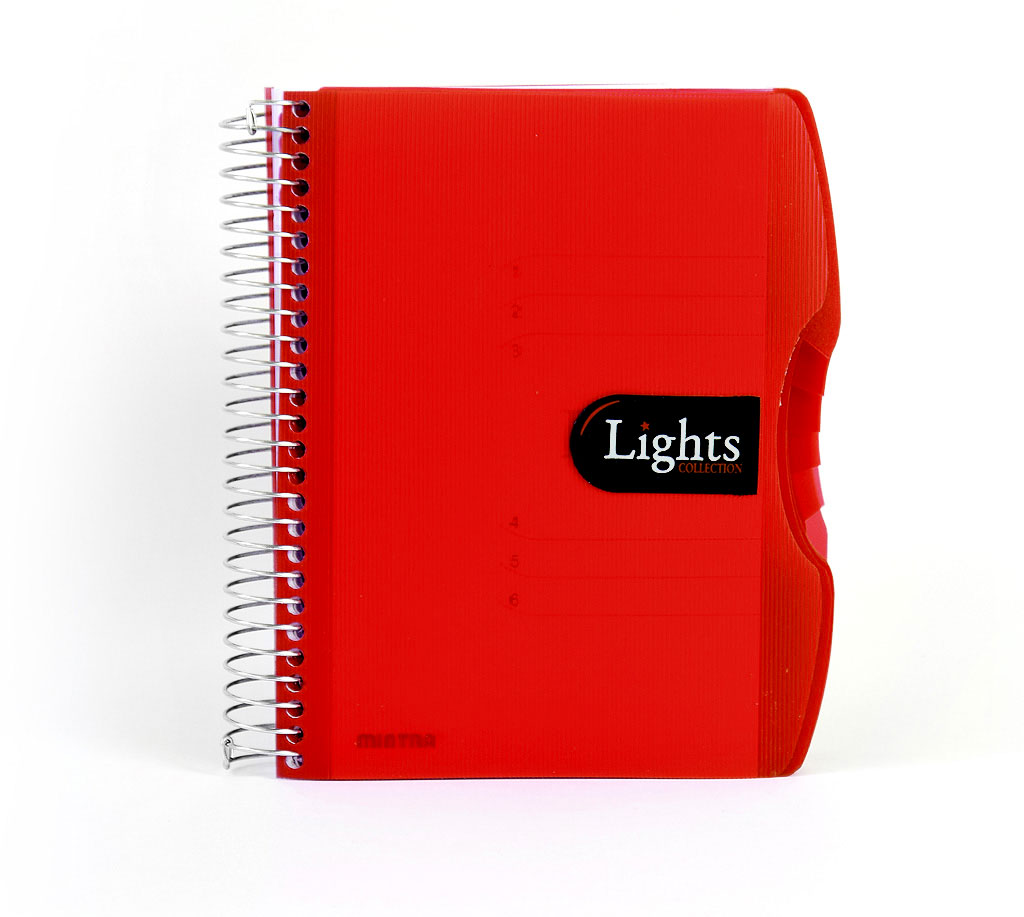 Notizbuch "Lights", DIN A5, liniert, PP-Hardcover mit Drahtspiralbindung - rot - DIN A5 - liniert