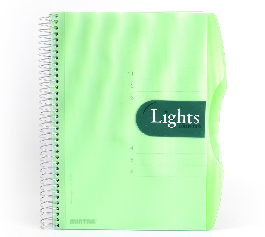 Notizbuch "Lights", DIN A4, kariert, PP-Hardcover mit Drahtspiralbindung - grün - DIN A4 - kariert (5x5mm)