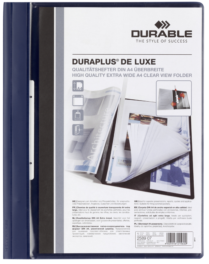 DURABLE Schnellhefter DURAPLUS de Luxe, DIN A4, dunkelblau