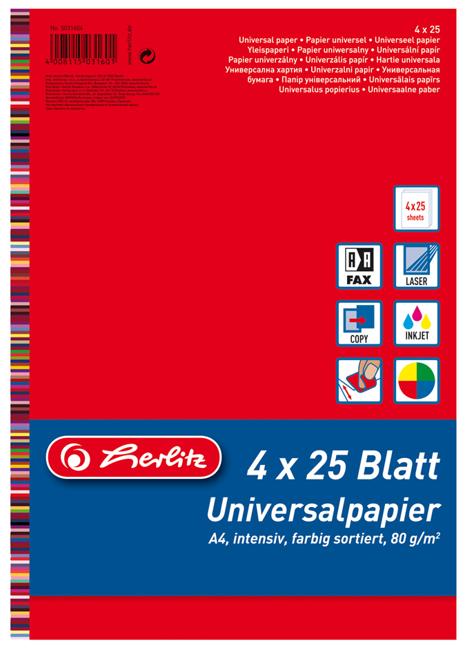 herlitz Multifunktionspapier ´Colourmix´, A4, 80 g/qm