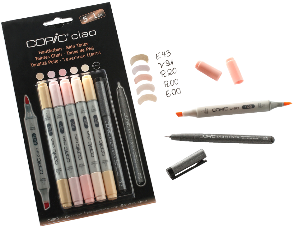 COPIC Marker ciao, 5+1 Set ´Hautfarben´