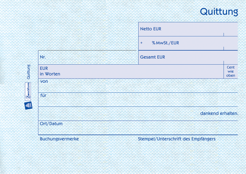 AVERY Zweckform Formularbuch ´Quittung´, A6 quer, 2x50 Blatt