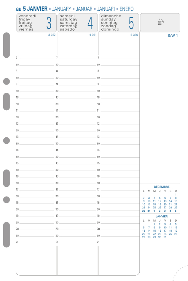 EXACOMPTA Nachfüllung Exatime 21, karierter Block (5 x 5)