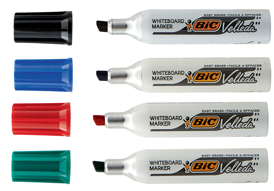 BIC Whiteboard-Marker Velleda 1781, Keilspitze, 4er Etui