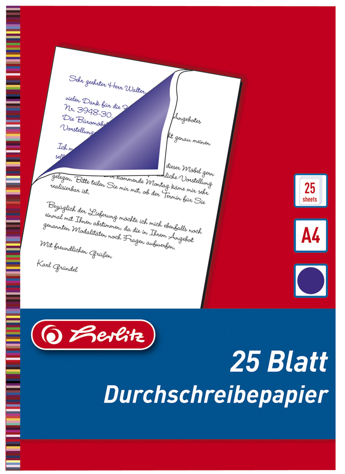 herlitz Durchschreibpapier, DIN A4, Inhalt: 25 Blatt