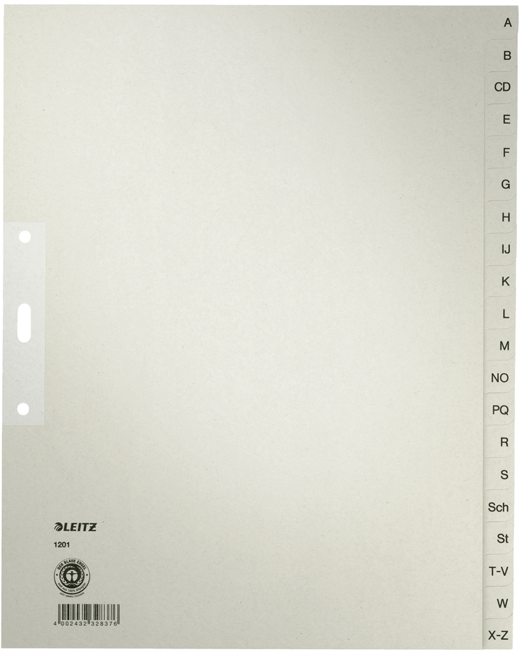 LEITZ Tauenpapier-Register, A-Z, A4 Überbreite, halbe Höhe