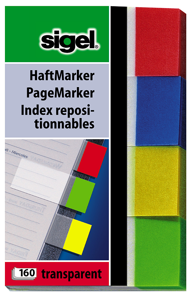 sigel Haftmarker Transparent, 50 x 20 mm, 160 Blatt