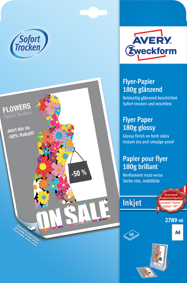 AVERY Zweckform Flyer-Papier, DIN A4, 180 g/qm, weiß