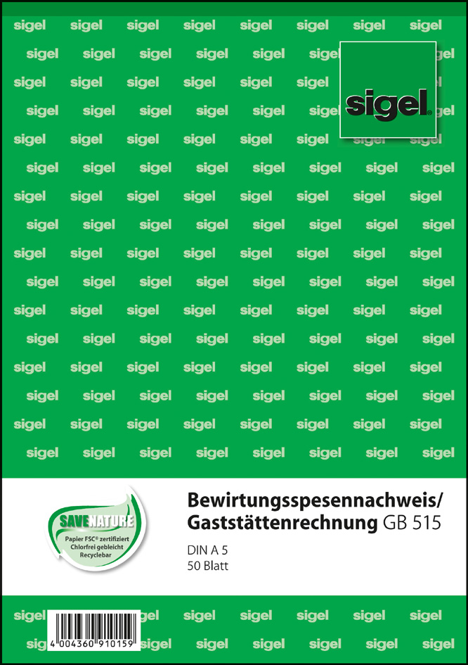 sigel Formularbuch ´Bewirtungsspesennachweis´, A5, 50 Blatt