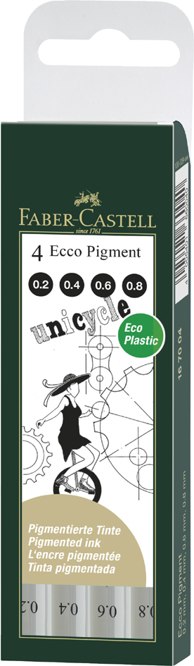 FABER-CASTELL Pigmentliner ECCO PIGMENT, schwarz, 8er Etui