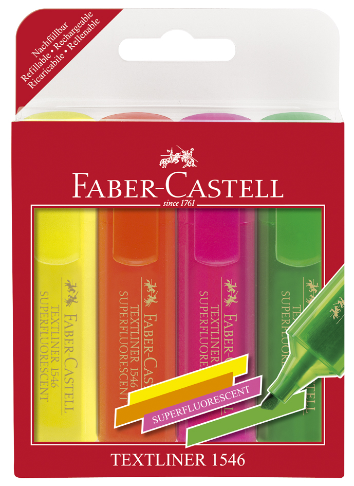 FABER-CASTELL Textmarker TEXTLINER 1546, 4er Etui