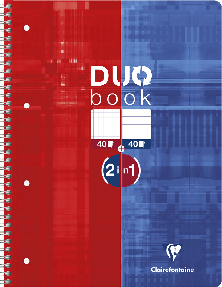 Clairefontaine Collegeblock DUOBOOK, DIN A4, kariert/liniert