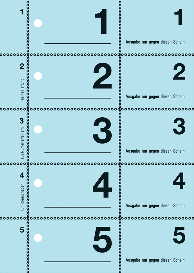 AVERY Zweckform Formularbuch ´Garderobennummern´, 1-500, A6