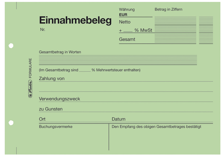 herlitz Formularbuch ´Einnahmebeleg 301´, DIN A6, 50 Blatt