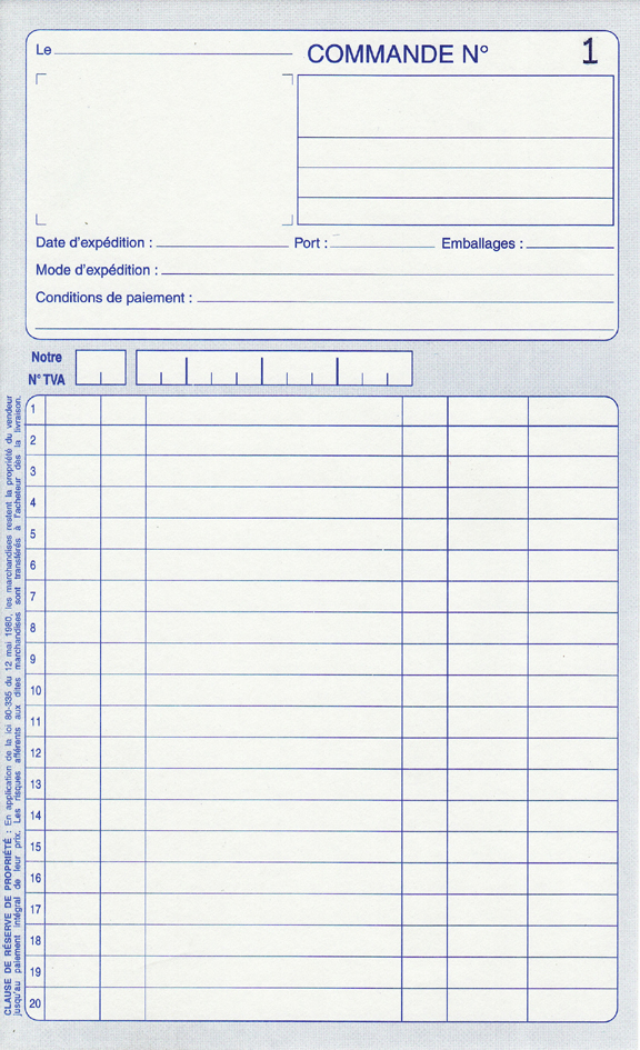 ELVE französisches Formularbuch ´Commandes´, 210 x 148 mm