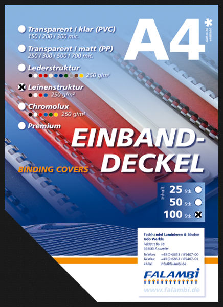 100 Einbanddeckel Leinenstruktur-  schwarz