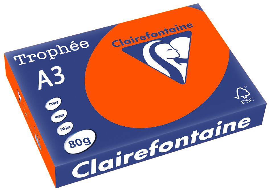 Clairefontaine Trophée Papier 1883C, A3, 80 g/m² - ziegelrot - ziegelrot