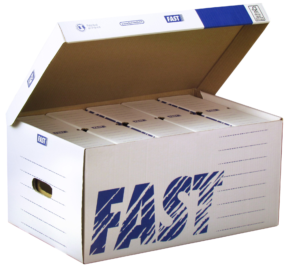 FAST Archiv-Klappdeckelbox Standard Container, aus Wellpappe