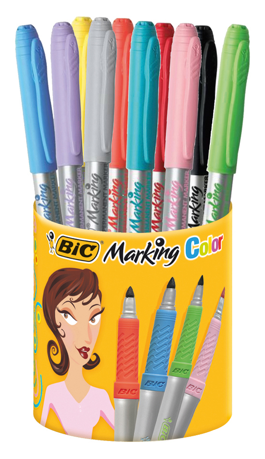 BIC Permanent-Marker Marking Color, im Köcher