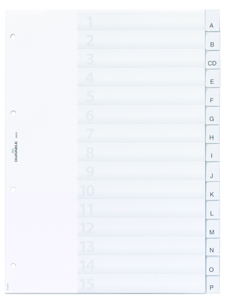 DURABLE Kunststoff-Register, A4, 15-teilig, transparent