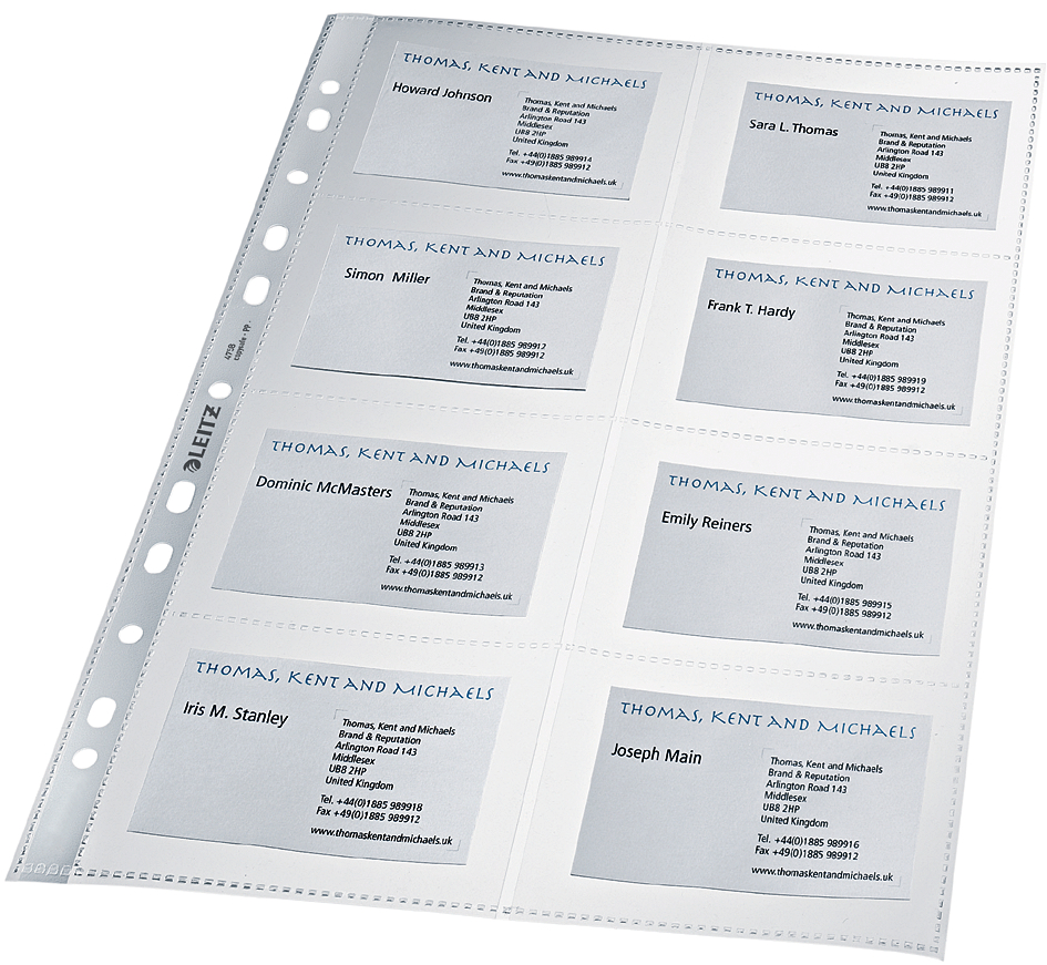LEITZ Visitenkarten-Prospekthülle für 16 Karten, A4, PP