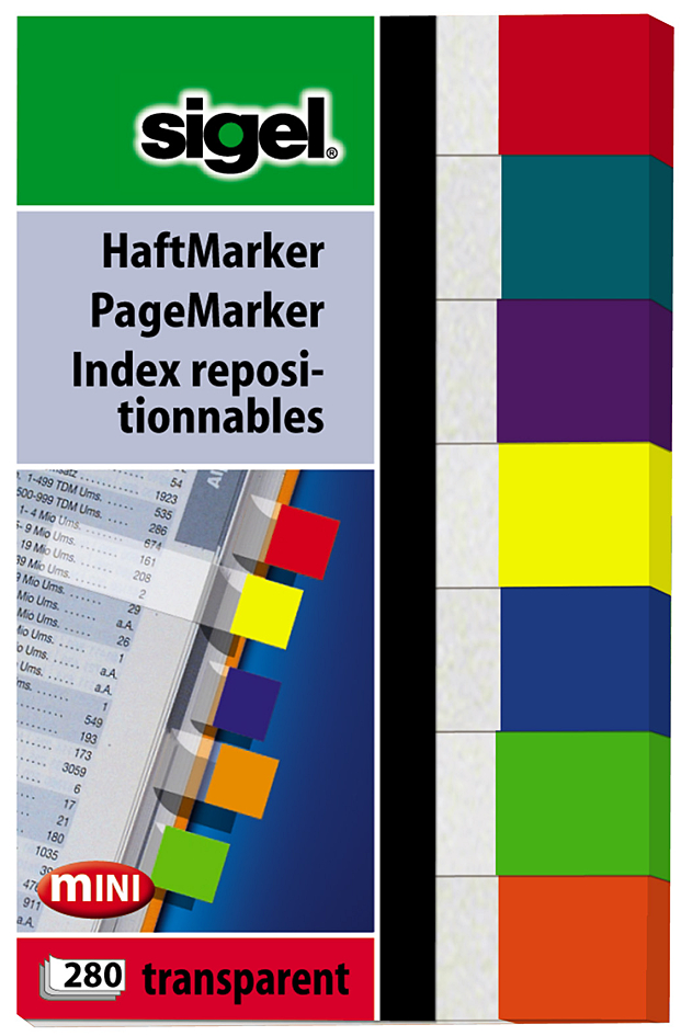 sigel Haftmarker Transparent mini, 50 x 12 mm, 280 Blatt