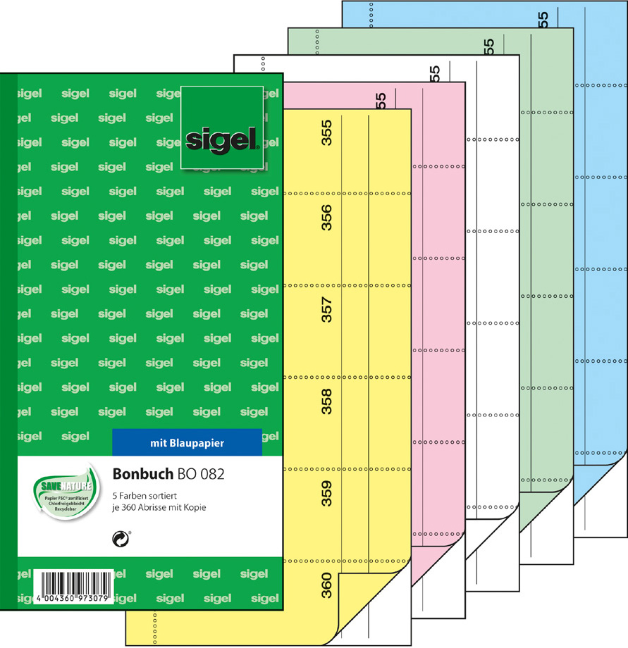 sigel Formularbuch ´Bonbuch´, 105 x 200 mm, SD, gelb