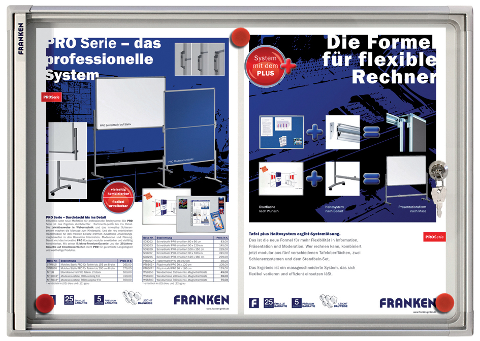 FRANKEN Schaukasten X-tra!Line, 12 x DIN A4, Metall-Rückwand