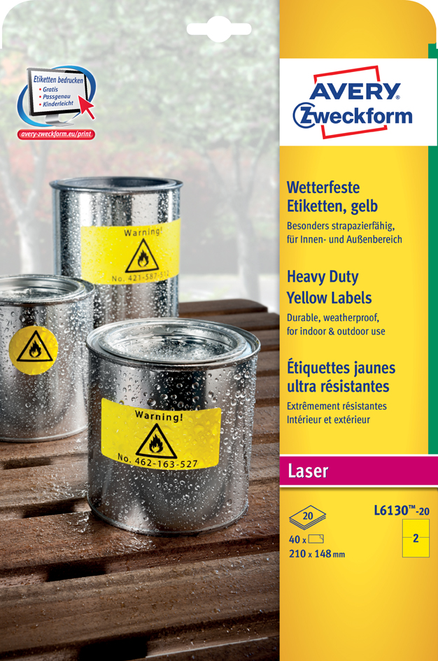 AVERY Zweckform wetterfeste Etiketten, 210 x 297 mm