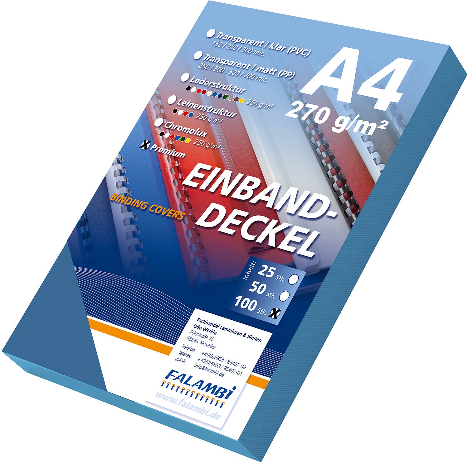 Einbanddeckel PREMIUM A4 LEINEN / 270 - blau