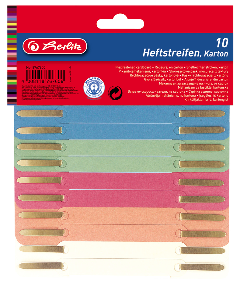 herlitz Heftstreifen 34 x 150 mm, RC-Karton, farbig sortiert