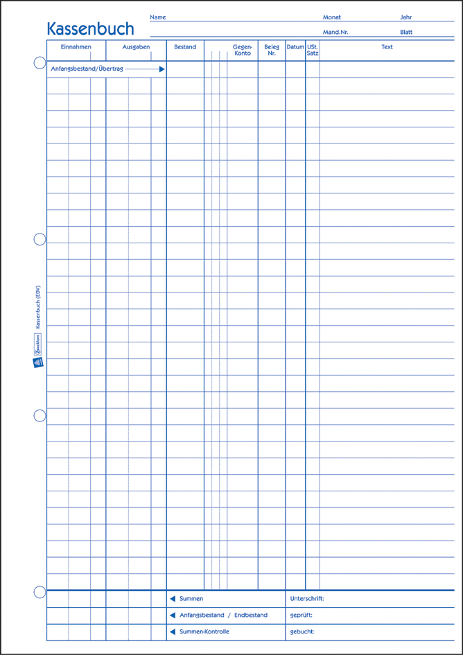 AVERY Zweckform Formularbuch ´Kassenbericht Bestand´, A5