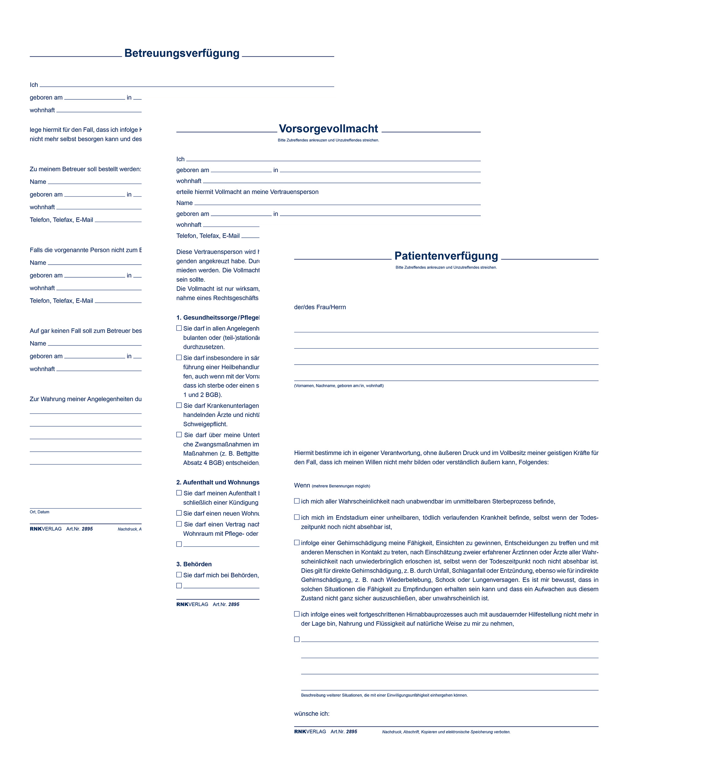 RNK Verlag Vordruck ´Patientenverfügung´, 220 x 162 mm