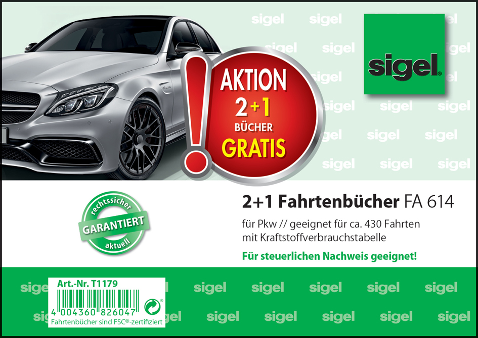 sigel Formularbuch ´Fahrtenbuch´, 2 + 1 Aktion, A6 quer