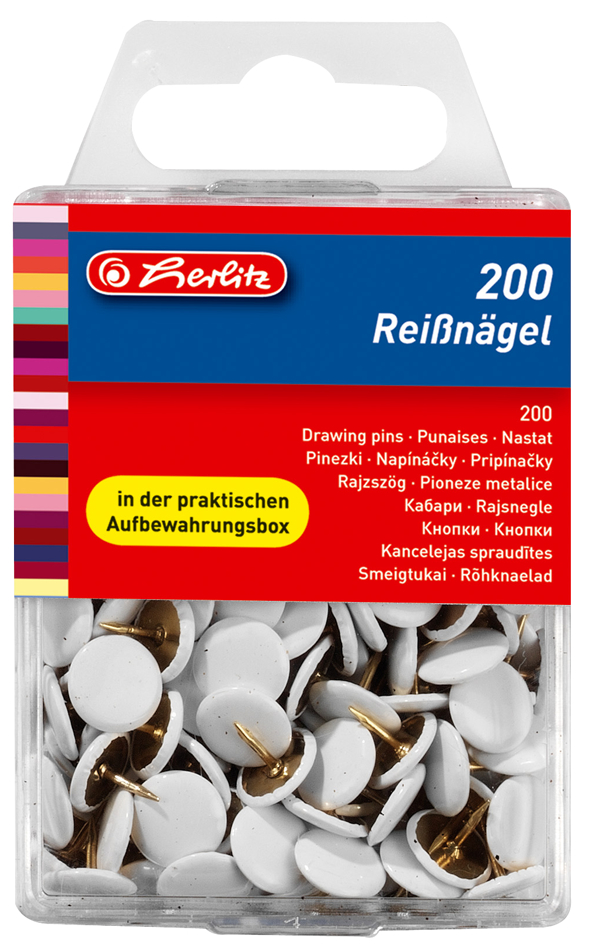 herlitz Reißnägel, weiß, Durchmesser: 9,5 mm