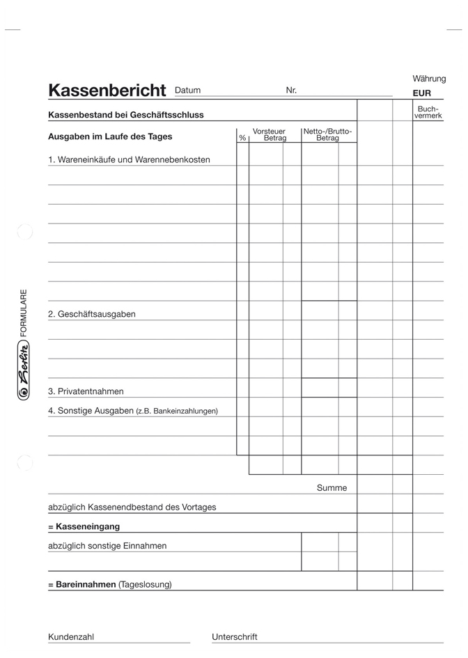 herlitz Formularbuch ´Kassenbericht 501´ DIN A5, 50 Blatt