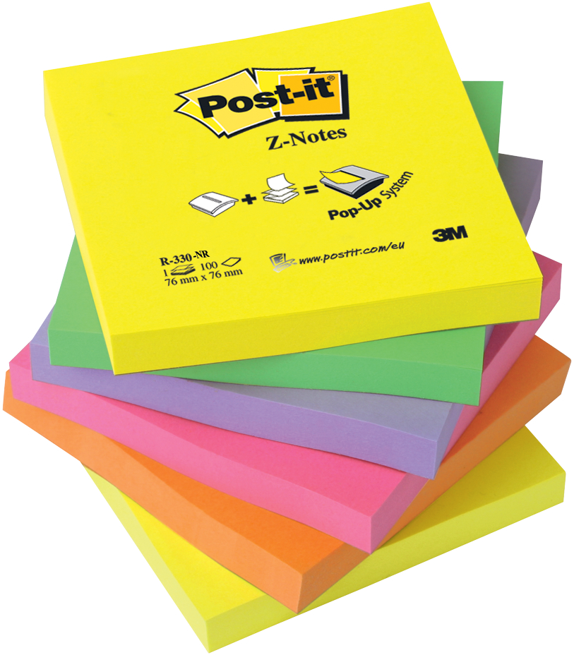 Post-it Haftnotizen Z-Notes, 76 x 76 mm, 6-farbig