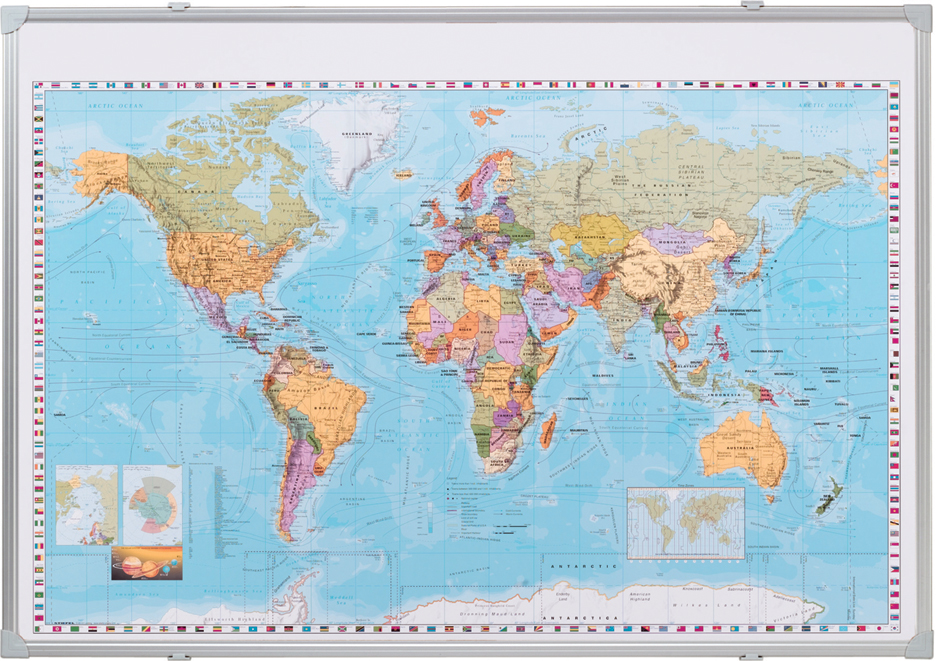FRANKEN Weltkarte, magnethaftend, (B)1.380 x (H)880 mm