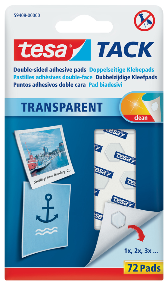 tesa TACK Klebepads, transparent, beidseitig klebend