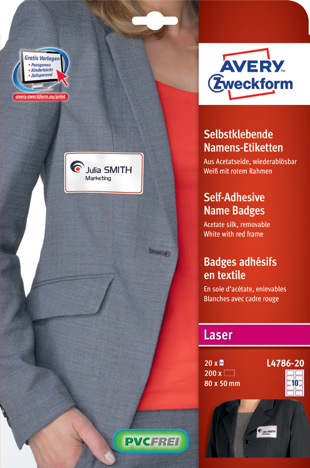 AVERY Zweckform Namens-Etiketten, 80 x 50 mm, Rahmen rot