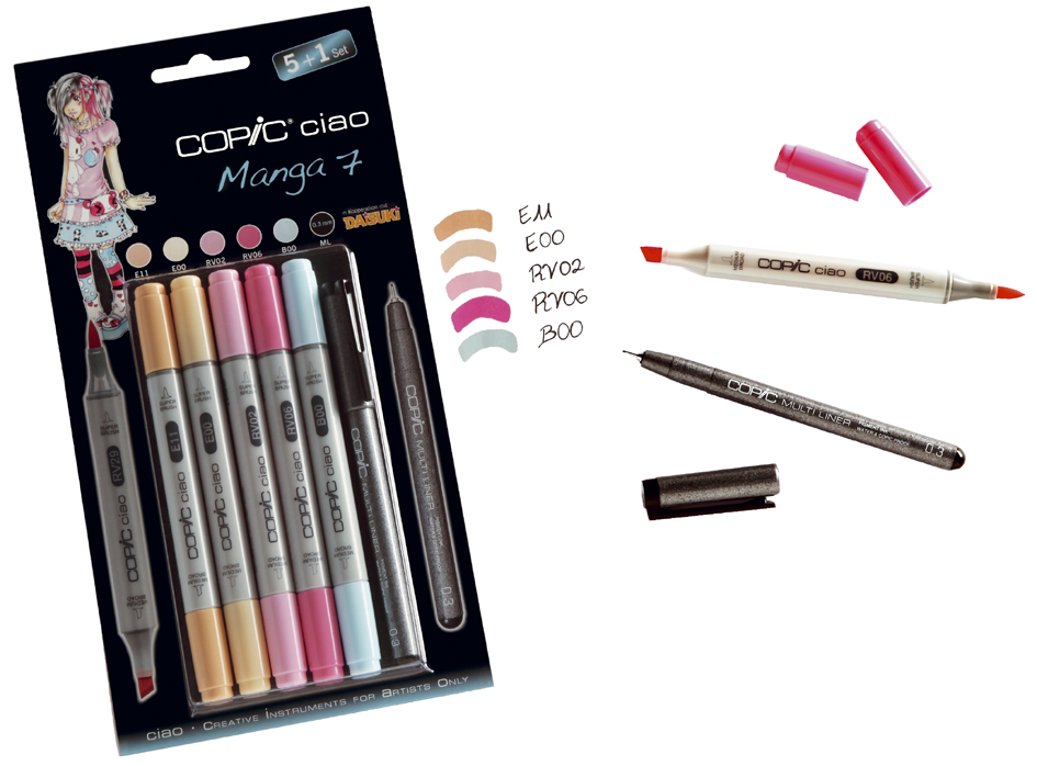 COPIC Marker ciao, 5+1 Set ´Manga 7´