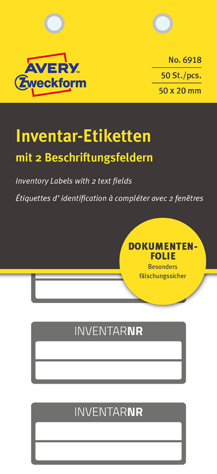 AVERY Zweckform Inventar-Etiketten, abziehsicher, schwarz