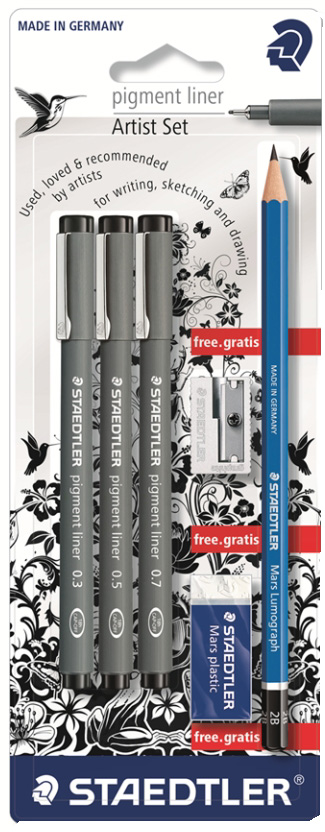 STAEDTLER Pigmentliner ´Artist Set´, schwarz, Blisterkarte