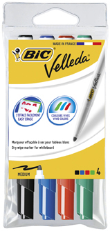 BIC Whiteboard-Marker Velleda 1741, Rundspitze, 4er Etui