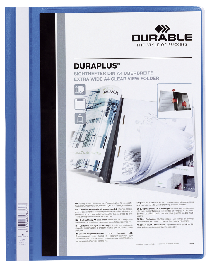 DURABLE Schnellhefter DURAPLUS, DIN A4, dunkelblau