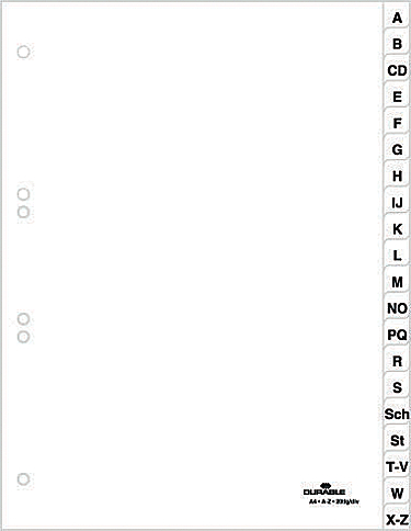 DURABLE Kunststoff-Register, A-Z, A4, 20-teilig, weiß