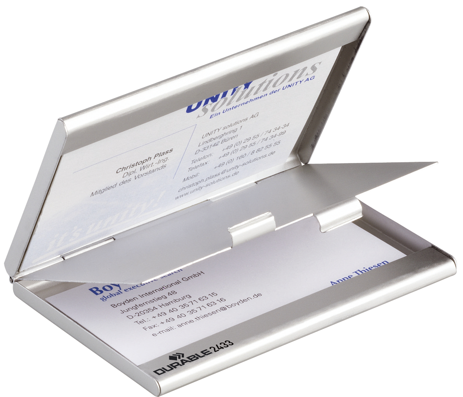 DURABLE Visitenkarten-Etui BUSINESS CARD BOX DUO, mattsilber