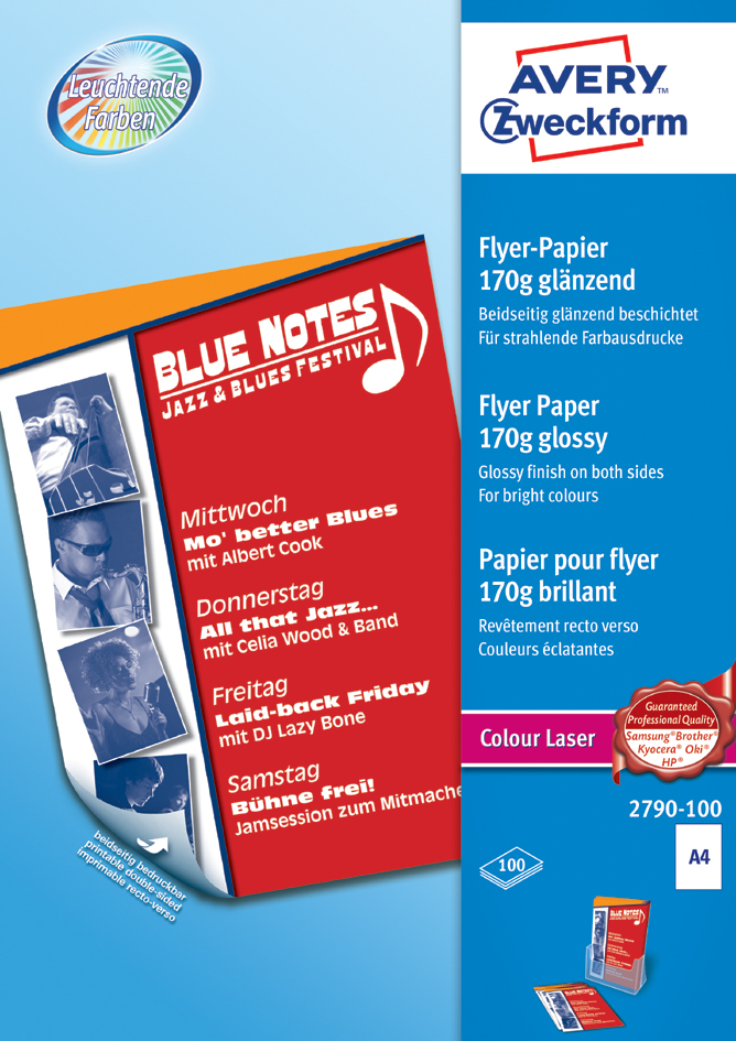 AVERY Zweckform Flyer-Papier, DIN A4, 170 g/qm, weiß