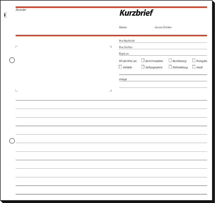 sigel Formularbuch ´Kurzmitteilung´, 1/3 A4 quer, SD