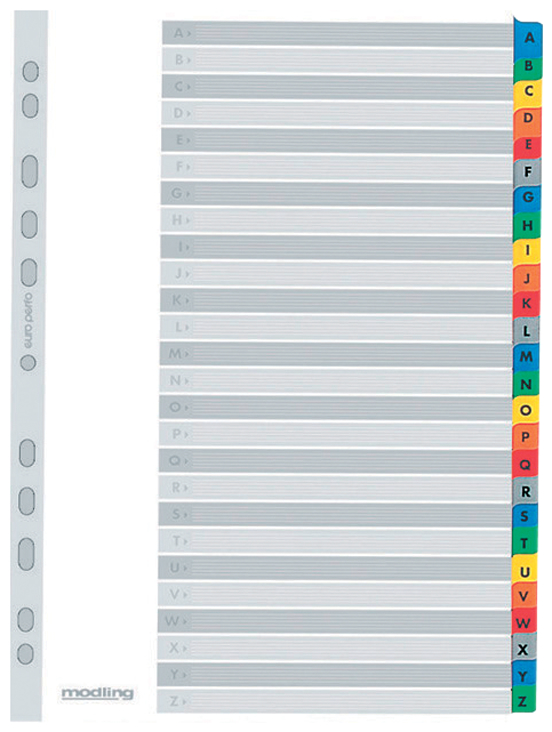 ELBA Mylarkarton-Register, A-Z, ohne ´ST´/´SCH´, 20-teilig